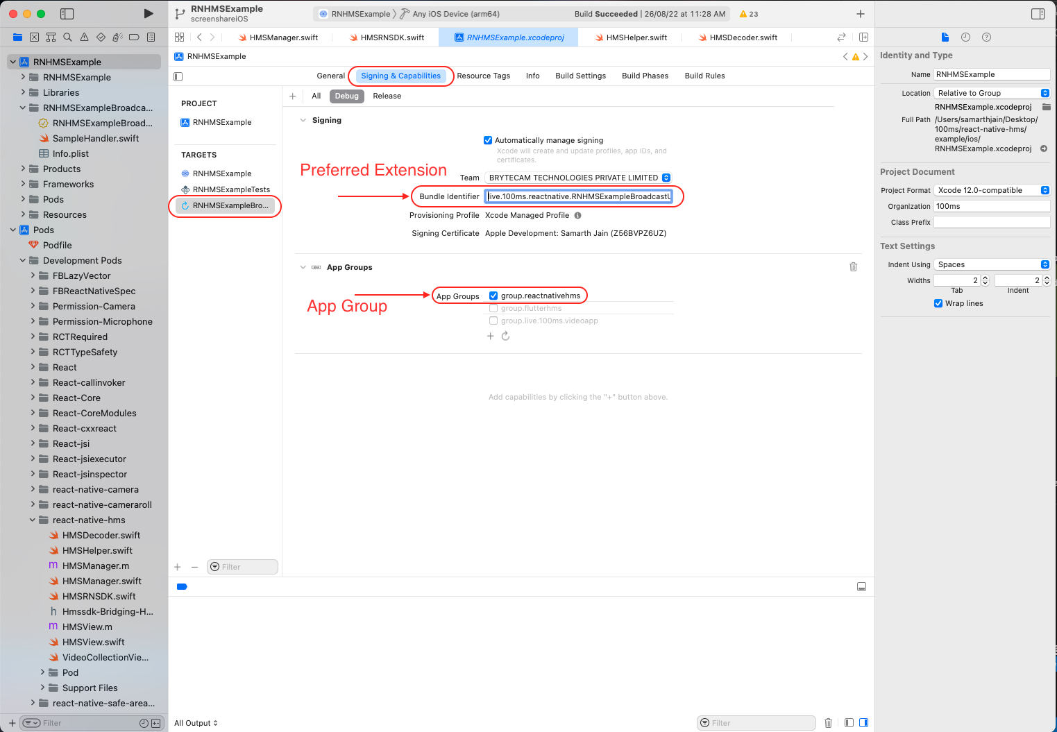 iOS Screenshare Parameters