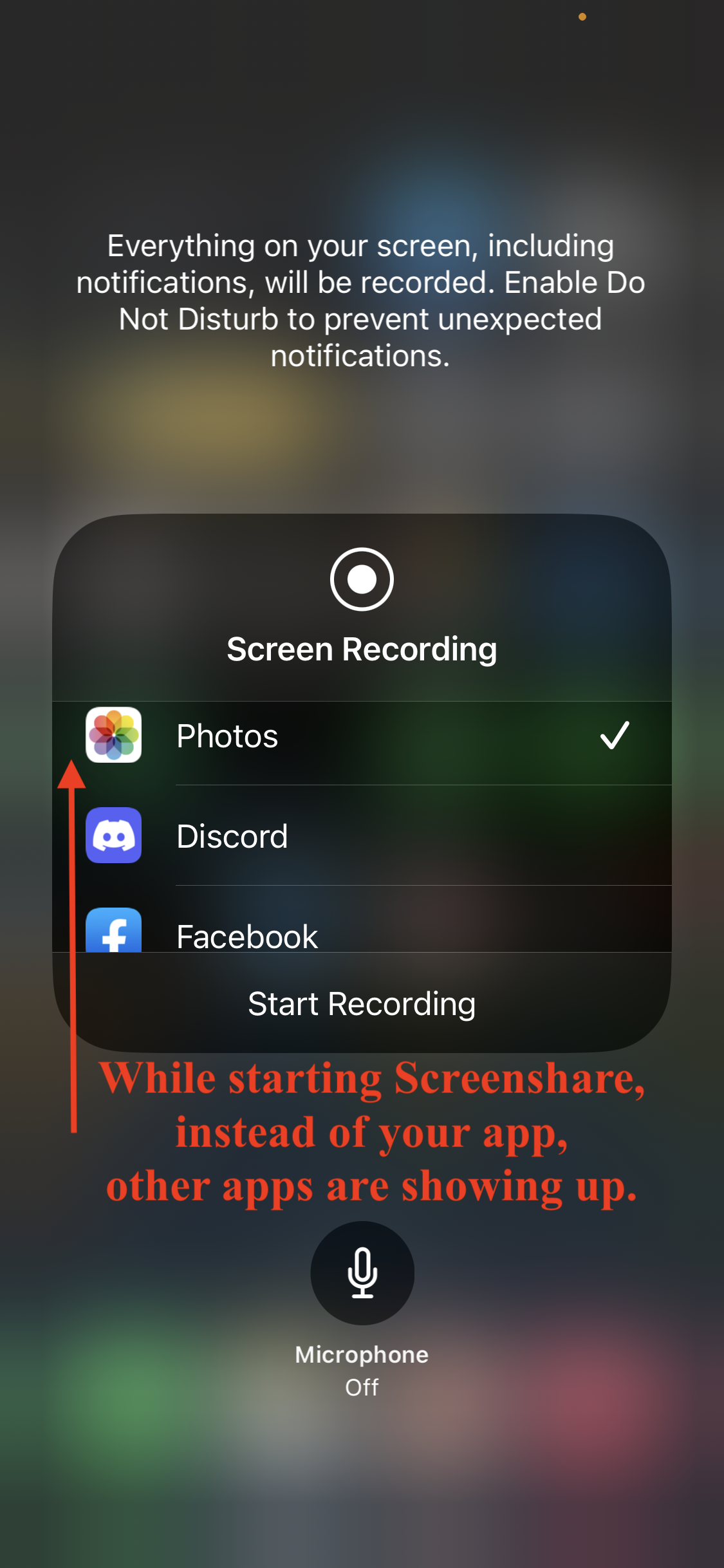 Other apps showing up