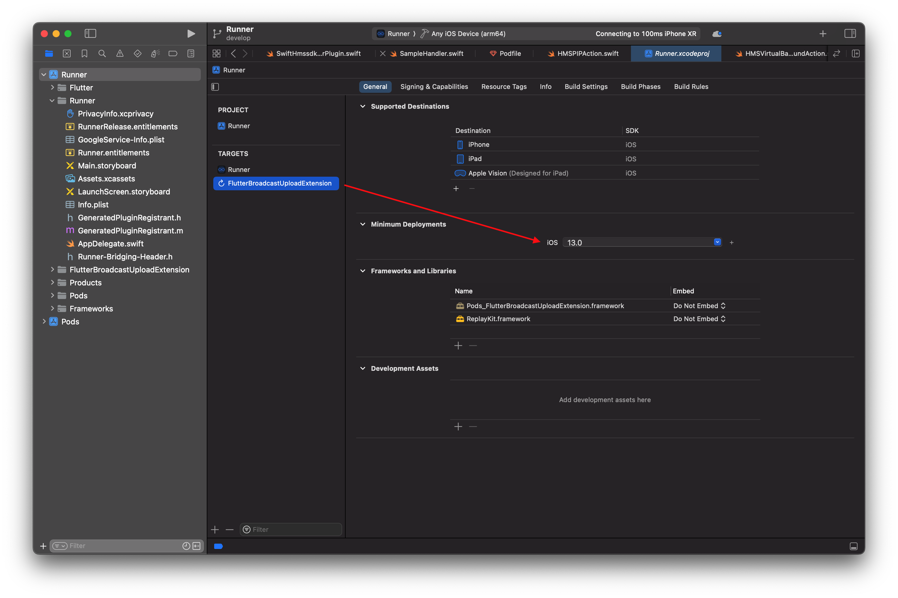 Incorrect Min Deployment Target