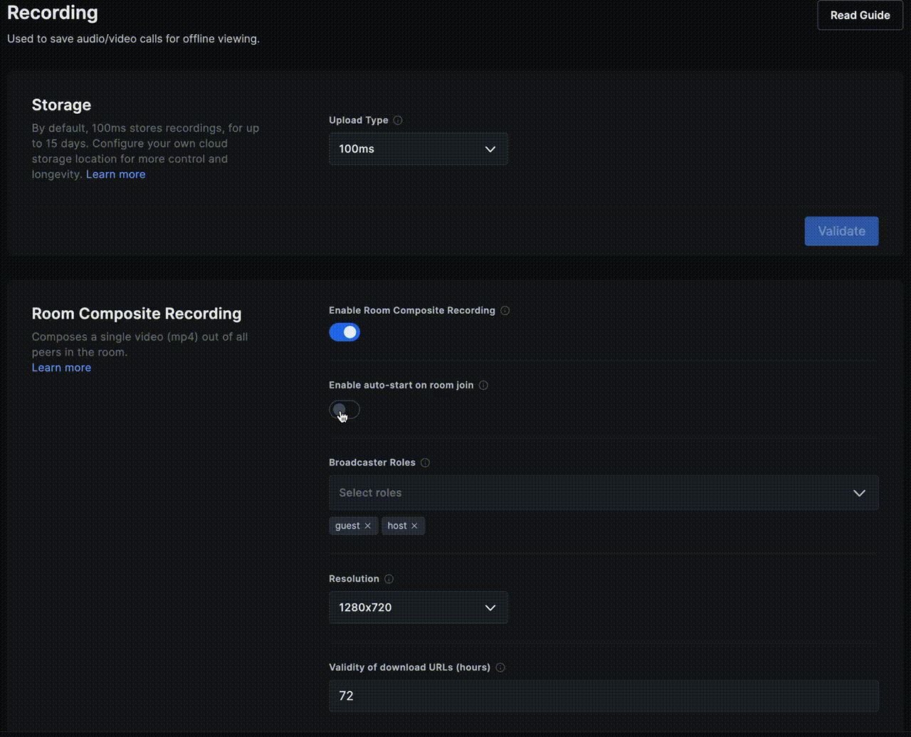 enable autostart recording