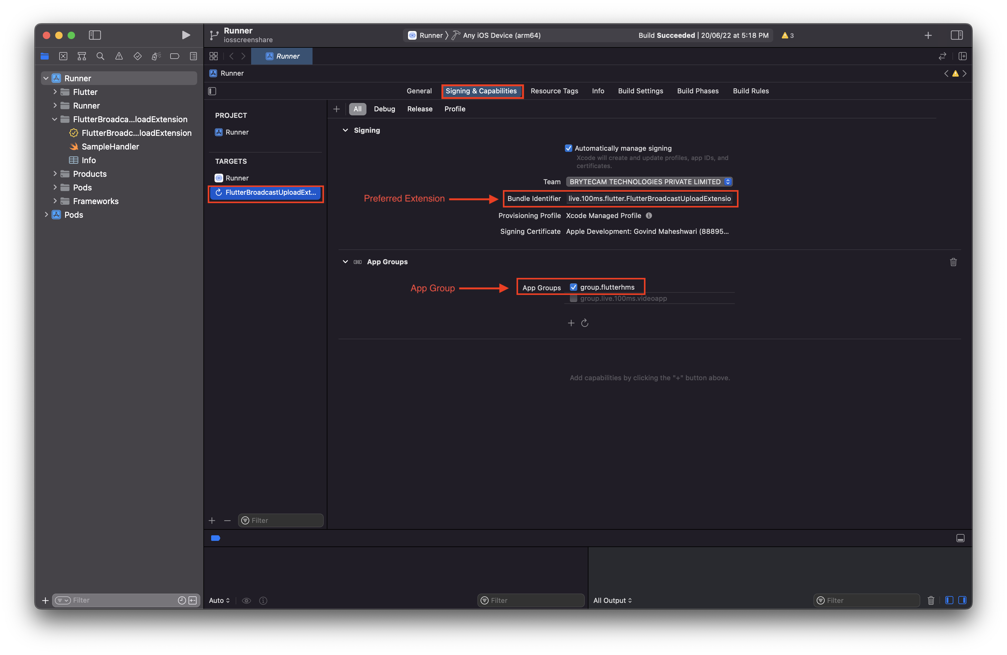 iOS Screenshare Parameters