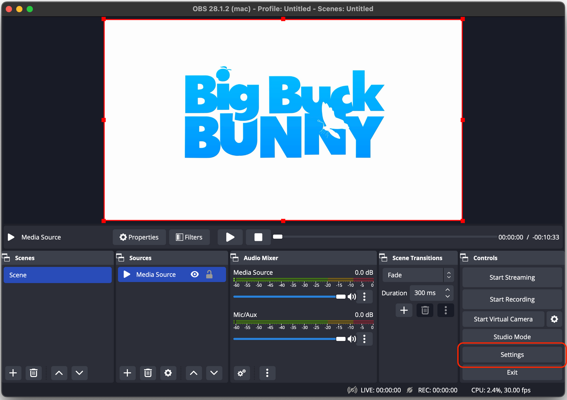 obs studio interface