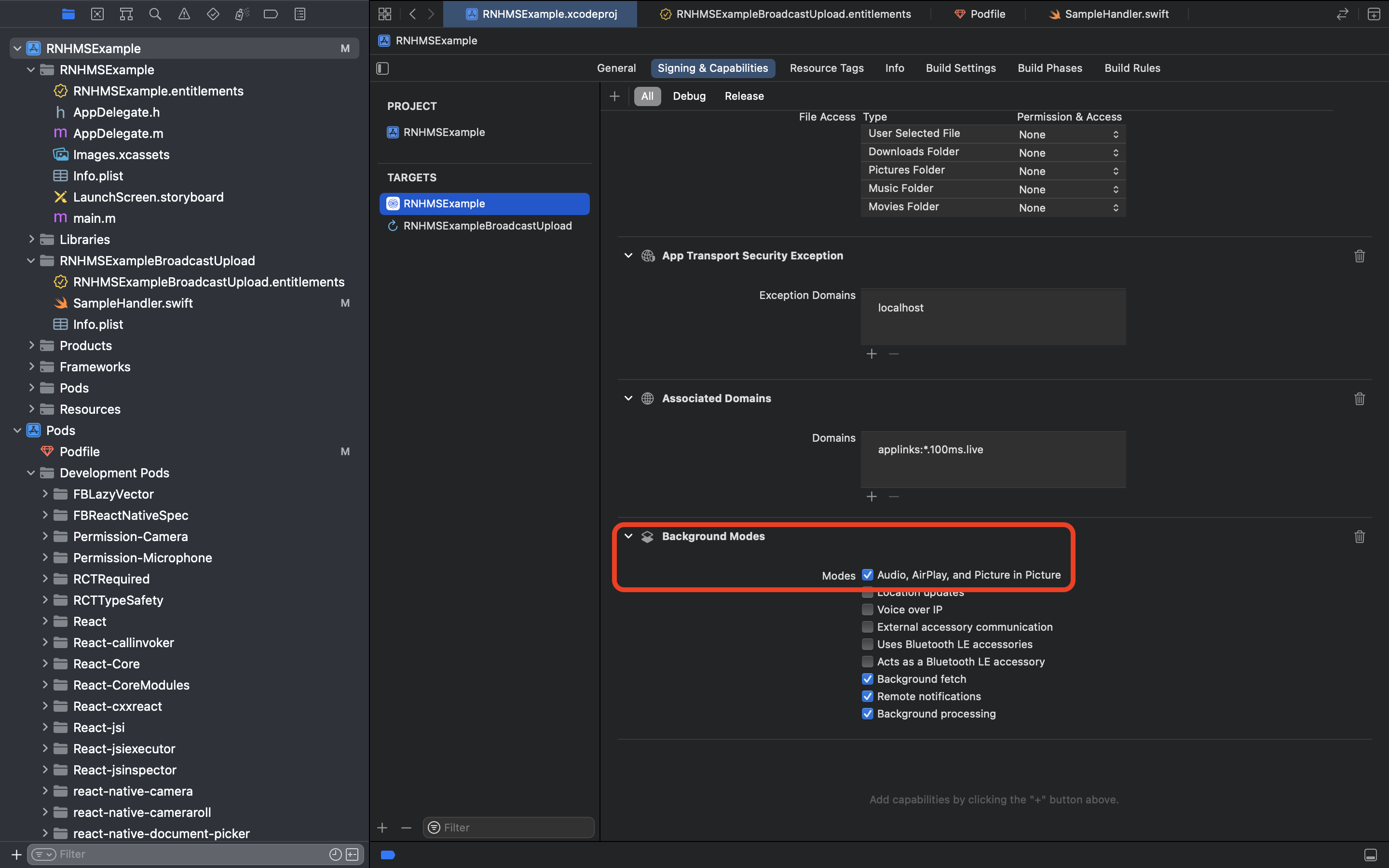 Enable Background Modes