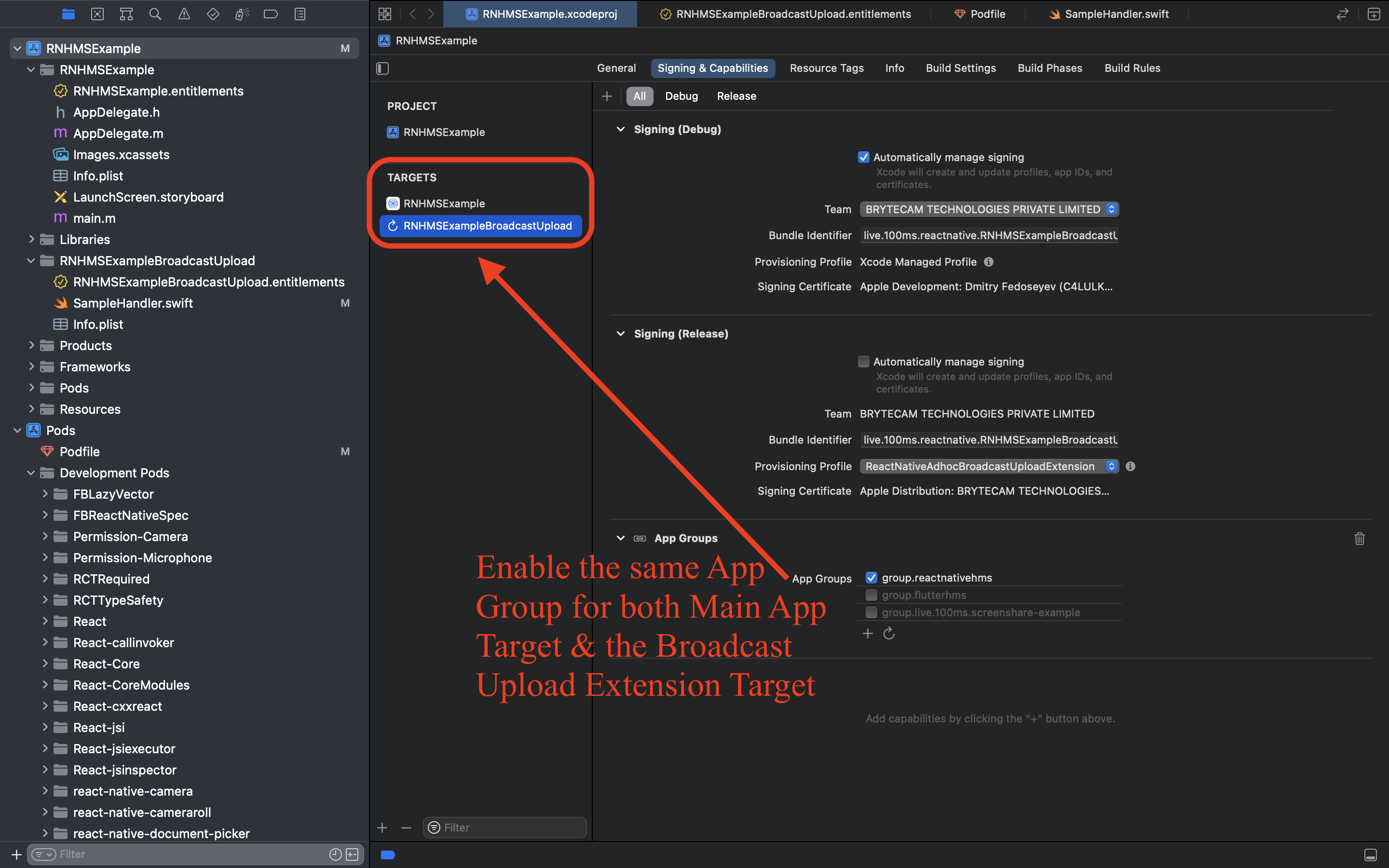 Same App Group for Extension Target